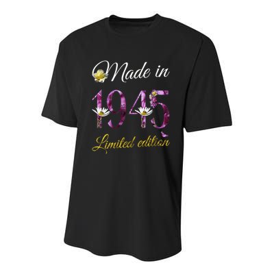 Made In 1945 - 80 Year Old Floral 1945 80th Birthday Youth Performance Sprint T-Shirt