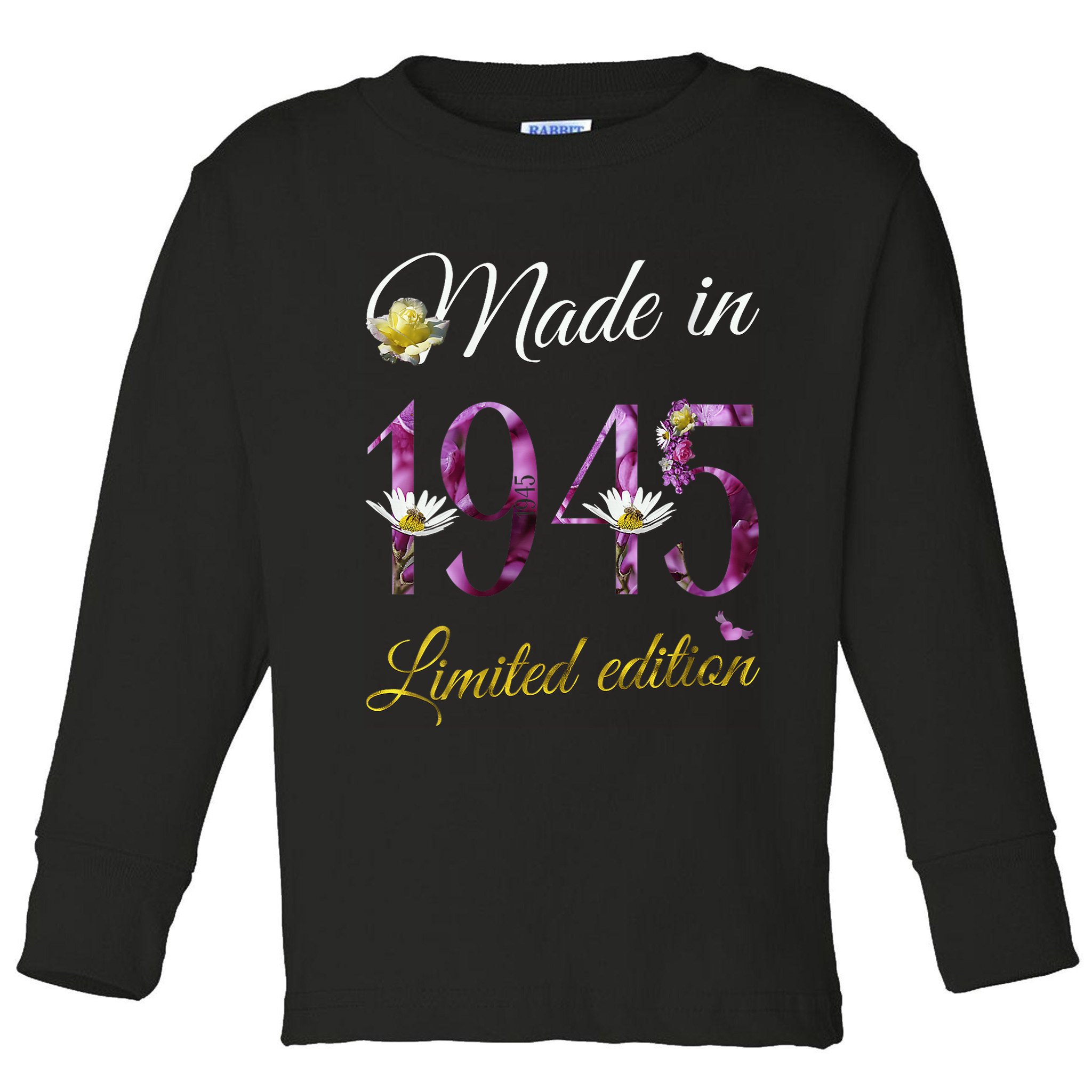 Made In 1945 - 80 Year Old Floral 1945 80th Birthday Toddler Long Sleeve Shirt
