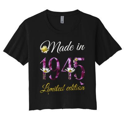Made In 1945 - 80 Year Old Floral 1945 80th Birthday Women's Crop Top Tee