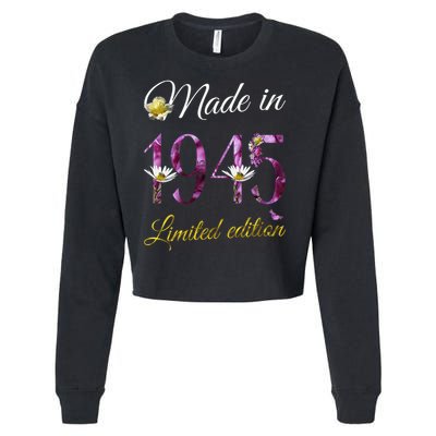 Made In 1945 - 80 Year Old Floral 1945 80th Birthday Cropped Pullover Crew