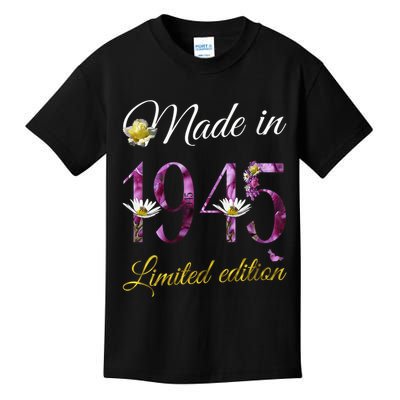 Made In 1945 - 80 Year Old Floral 1945 80th Birthday Kids T-Shirt