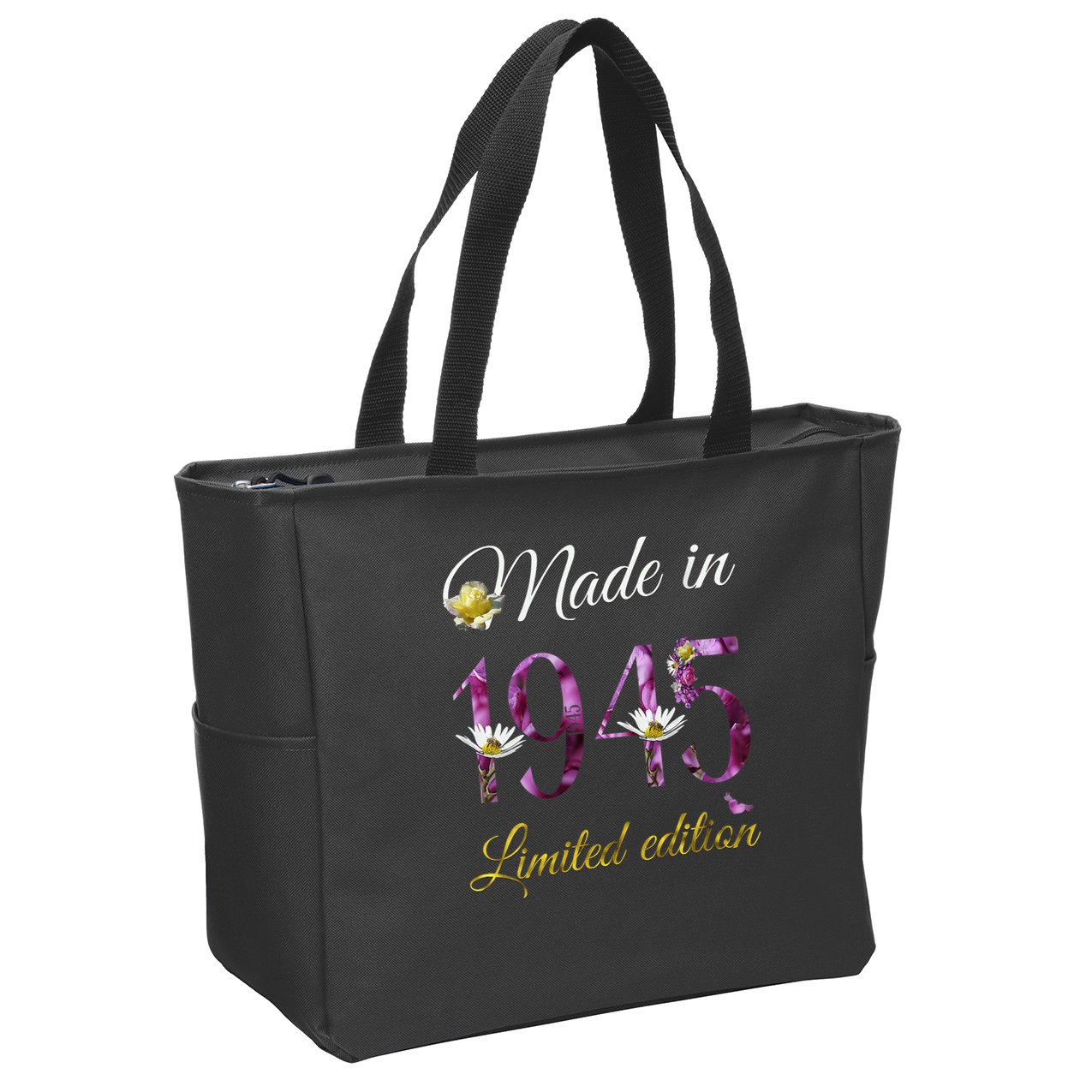 Made In 1945 - 80 Year Old Floral 1945 80th Birthday Zip Tote Bag