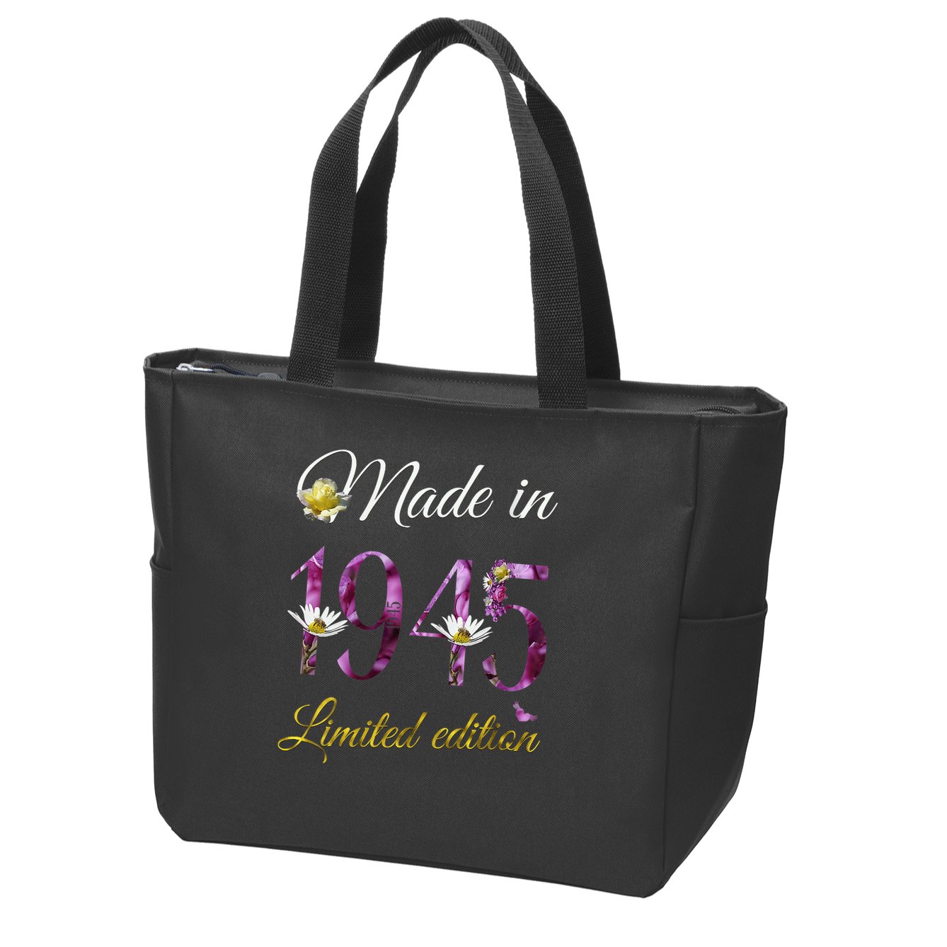 Made In 1945 - 80 Year Old Floral 1945 80th Birthday Zip Tote Bag