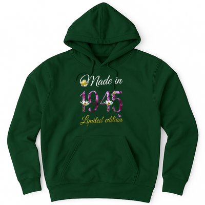 Made In 1945 - 80 Year Old Floral 1945 80th Birthday Hoodie