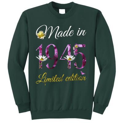 Made In 1945 - 80 Year Old Floral 1945 80th Birthday Sweatshirt