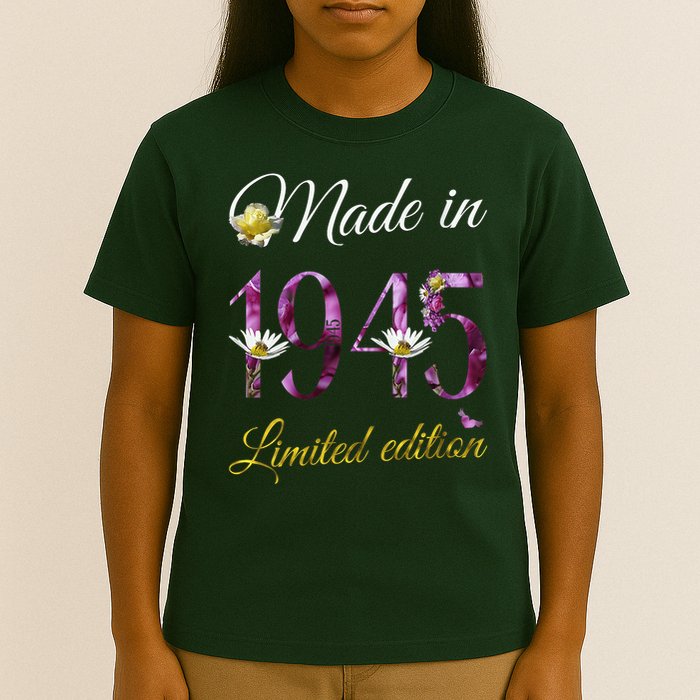 Made In 1945 - 80 Year Old Floral 1945 80th Birthday T-Shirt