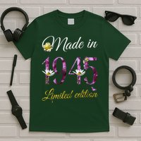 Made In 1945 - 80 Year Old Floral 1945 80th Birthday T-Shirt