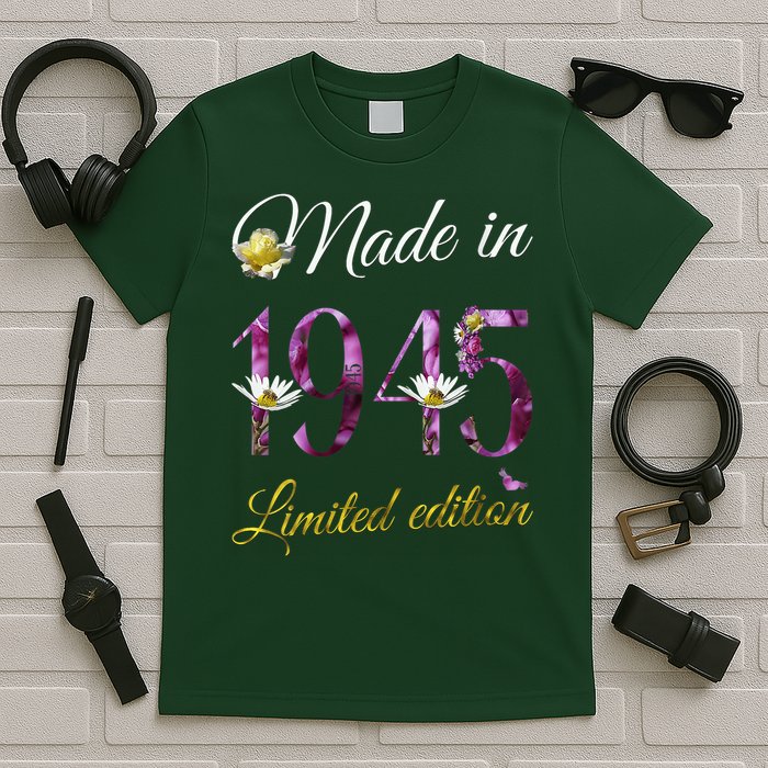 Made In 1945 - 80 Year Old Floral 1945 80th Birthday T-Shirt