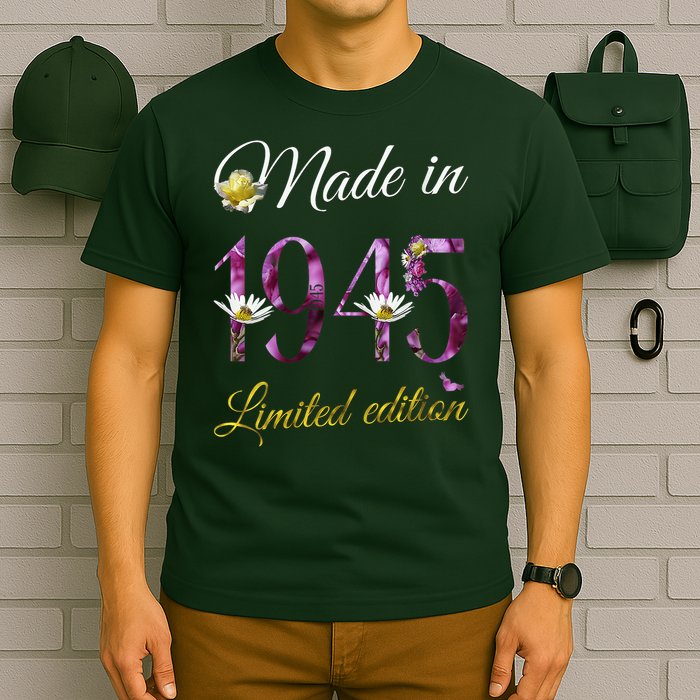 Made In 1945 - 80 Year Old Floral 1945 80th Birthday T-Shirt