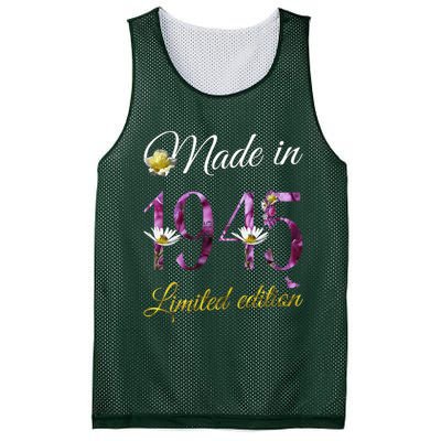 Made In 1945 - 80 Year Old Floral 1945 80th Birthday Mesh Reversible Basketball Jersey Tank
