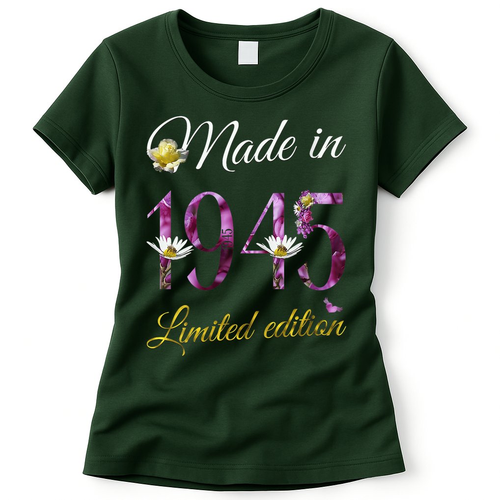 Made In 1945 - 80 Year Old Floral 1945 80th Birthday Womens T-Shirt