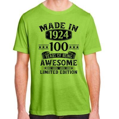 Made In 1924 100 Years Of Being Awesome Limited Edition 100th Birthday Adult ChromaSoft Performance T-Shirt