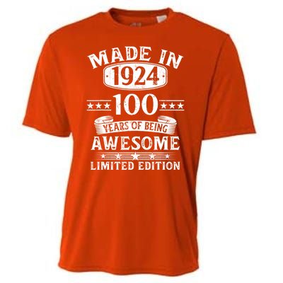 Made In 1924 100 Years Of Being Awesome Limited Edition 100th Birthday Cooling Performance Crew T-Shirt