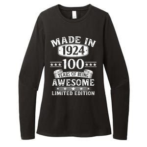 Made In 1924 100 Years Of Being Awesome Limited Edition 100th Birthday Womens CVC Long Sleeve Shirt