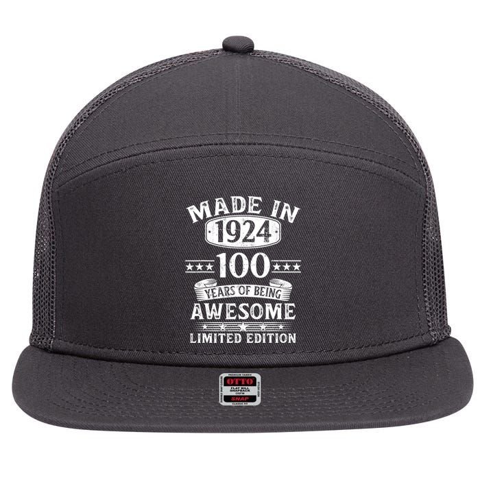 Made In 1924 100 Years Of Being Awesome Limited Edition 100th Birthday 7 Panel Mesh Trucker Snapback Hat