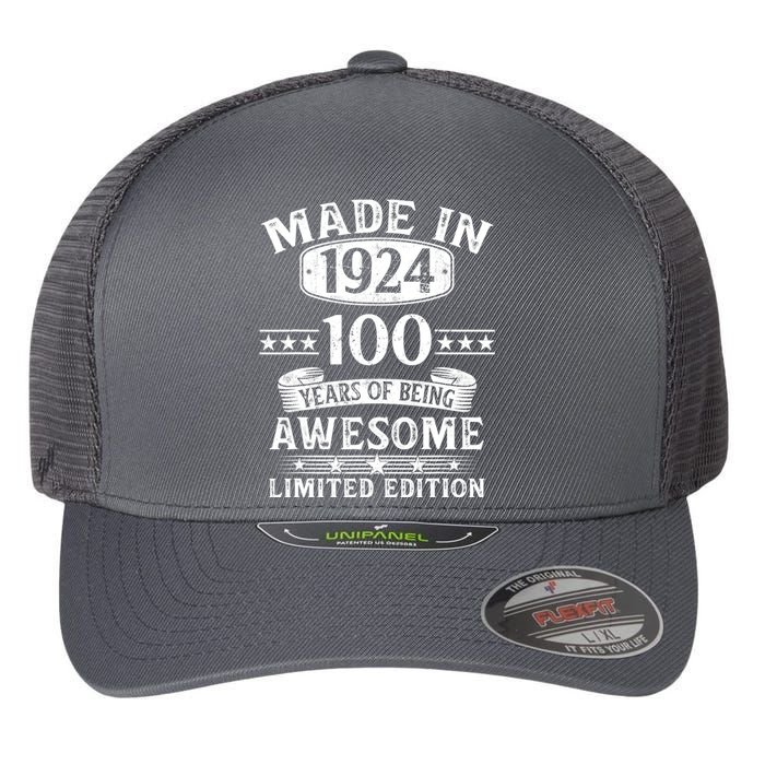 Made In 1924 100 Years Of Being Awesome Limited Edition 100th Birthday Flexfit Unipanel Trucker Cap