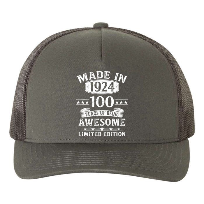 Made In 1924 100 Years Of Being Awesome Limited Edition 100th Birthday Yupoong Adult 5-Panel Trucker Hat