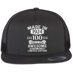 Made In 1924 100 Years Of Being Awesome Limited Edition 100th Birthday Flat Bill Trucker Hat