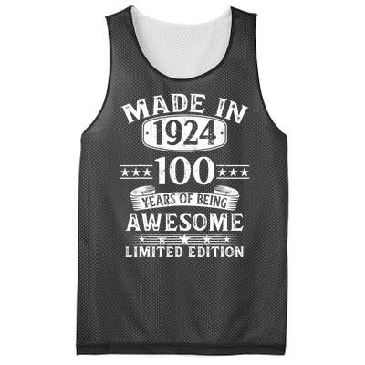 Made In 1924 100 Years Of Being Awesome Limited Edition 100th Birthday Mesh Reversible Basketball Jersey Tank