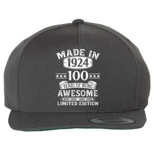 Made In 1924 100 Years Of Being Awesome Limited Edition 100th Birthday Wool Snapback Cap