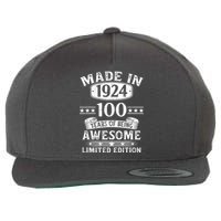 Made In 1924 100 Years Of Being Awesome Limited Edition 100th Birthday Wool Snapback Cap