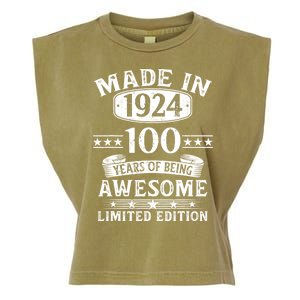 Made In 1924 100 Years Of Being Awesome Limited Edition 100th Birthday Garment-Dyed Women's Muscle Tee