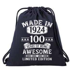 Made In 1924 100 Years Of Being Awesome Limited Edition 100th Birthday Drawstring Bag