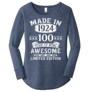 Made In 1924 100 Years Of Being Awesome Limited Edition 100th Birthday Women's Perfect Tri Tunic Long Sleeve Shirt