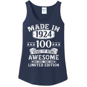 Made In 1924 100 Years Of Being Awesome Limited Edition 100th Birthday Ladies Essential Tank