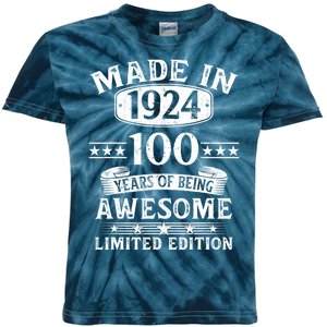 Made In 1924 100 Years Of Being Awesome Limited Edition 100th Birthday Kids Tie-Dye T-Shirt