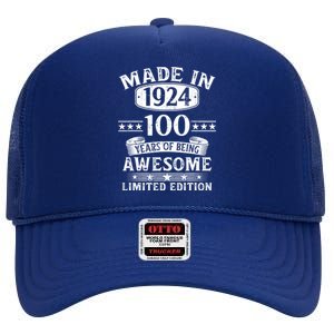 Made In 1924 100 Years Of Being Awesome Limited Edition 100th Birthday High Crown Mesh Back Trucker Hat