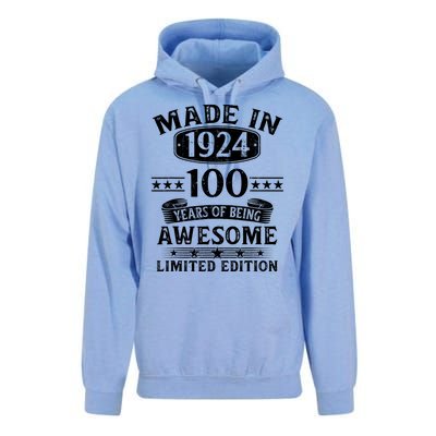 Made In 1924 100 Years Of Being Awesome Limited Edition 100th Birthday Unisex Surf Hoodie