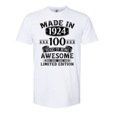 Made In 1924 100 Years Of Being Awesome Limited Edition 100th Birthday Softstyle® CVC T-Shirt