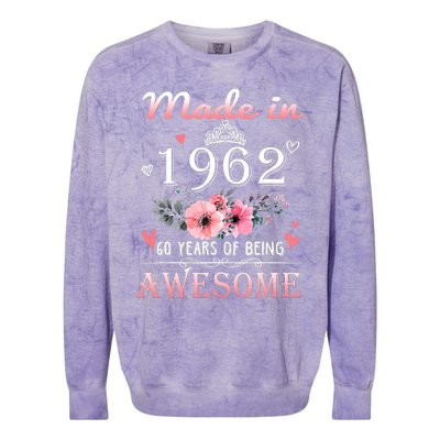 Made In 1962 60 Years Of Being Awesome 60th Birthday Colorblast Crewneck Sweatshirt