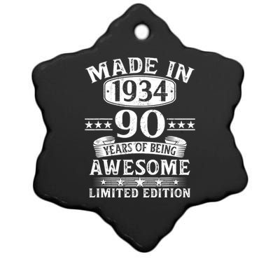 Made In 1934 90 Years Of Being Awesome Limited Edition 90th Birthday Ceramic Star Ornament