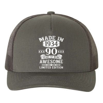 Made In 1934 90 Years Of Being Awesome Limited Edition 90th Birthday Yupoong Adult 5-Panel Trucker Hat