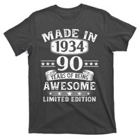 Made In 1934 90 Years Of Being Awesome Limited Edition 90th Birthday T-Shirt