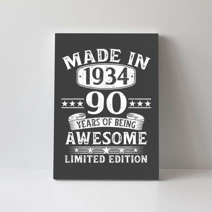 Made In 1934 90 Years Of Being Awesome Limited Edition 90th Birthday Canvas