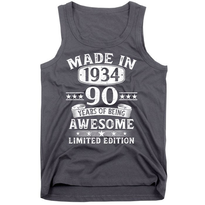 Made In 1934 90 Years Of Being Awesome Limited Edition 90th Birthday Tank Top