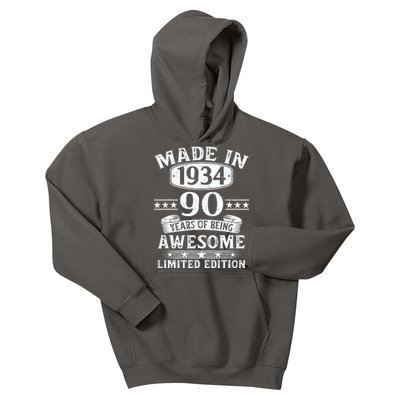 Made In 1934 90 Years Of Being Awesome Limited Edition 90th Birthday Kids Hoodie