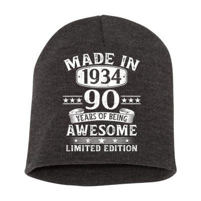 Made In 1934 90 Years Of Being Awesome Limited Edition 90th Birthday Short Acrylic Beanie