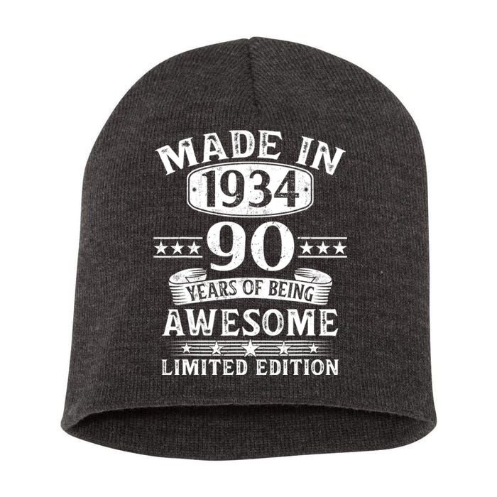 Made In 1934 90 Years Of Being Awesome Limited Edition 90th Birthday Short Acrylic Beanie