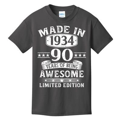 Made In 1934 90 Years Of Being Awesome Limited Edition 90th Birthday Kids T-Shirt