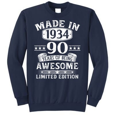 Made In 1934 90 Years Of Being Awesome Limited Edition 90th Birthday Sweatshirt