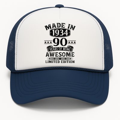 Made In 1934 90 Years Of Being Awesome Limited Edition 90th Birthday Trucker Hat