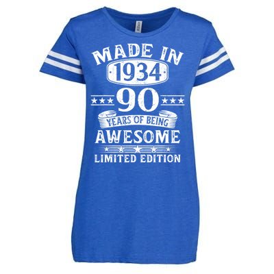 Made In 1934 90 Years Of Being Awesome Limited Edition 90th Birthday Enza Ladies Jersey Football T-Shirt