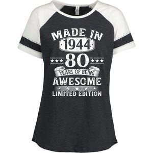 Made In 1944 80 Years Of Being Awesome Limited Edition 80th Birthday Enza Ladies Jersey Colorblock Tee