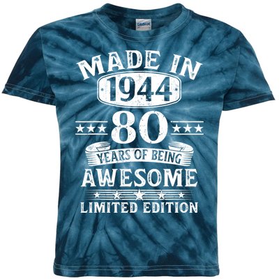 Made In 1944 80 Years Of Being Awesome Limited Edition 80th Birthday Kids Tie-Dye T-Shirt