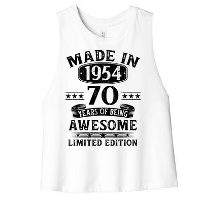 Made In 1954 70 Years Of Being Awesome Limited Edition 70th Birthday Women's Racerback Cropped Tank