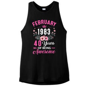 Made In 1983 40 Years Old February 40Th Birthday Ladies PosiCharge Tri-Blend Wicking Tank